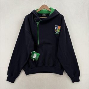 Live For Rugby Hoodie Mens Large Navy Blue Half Zip Ireland Crest Fleece Rugby